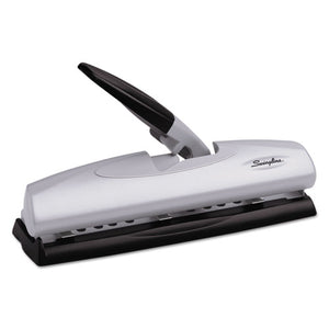 20-sheet Lighttouch Desktop Two-to-seven-hole Punch, 9-32" Holes, Silver-black