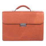 Milestone Briefcase, Holds Laptops 15.6", 5" X 5" X 12", Cognac