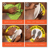 Besafe Messaging Education Floor Signs, Leave Some Space; Stay At Arms Length; Be Safe, 12" Dia, White-blue, 6-pack