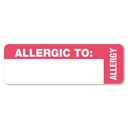 Medical Labels, Allergic To, 1 X 3, White, 500-roll
