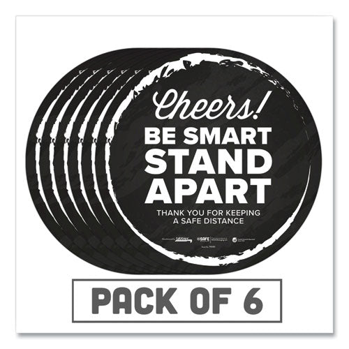 Besafe Messaging Floor Decals, Cheers;be Smart Stand Apart;thank You For Keeping A Safe Distance, 12