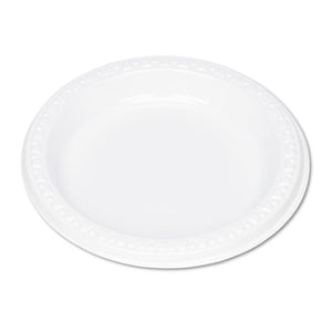 Plastic Dinnerware, Plates, 6" Dia, White, 125-pack