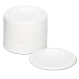 Plastic Dinnerware, Plates, 7" Dia, White, 125-pack