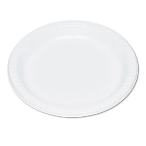 Plastic Dinnerware, Plates, 9" Dia, White, 125-pack