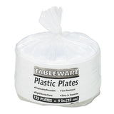 Plastic Dinnerware, Plates, 9" Dia, White, 125-pack