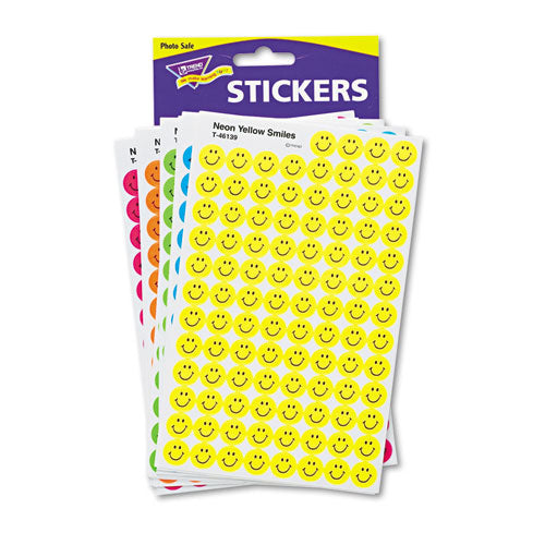 Superspots And Supershapes Sticker Variety Packs, Neon Smiles, 2,500-pack