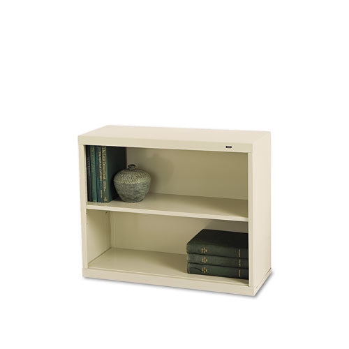 Metal Bookcase, Two-shelf, 34-1-2w X 13-1-2d X 28h, Putty