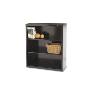 Metal Bookcase, Three-shelf, 34-1-2w X 13-1-2d X 40h, Black