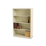 Metal Bookcase, Four-shelf, 34-1-2w X 13-1-2d X 52-1-2h, Putty