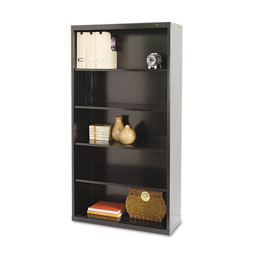Metal Bookcase, Five-shelf, 34-1-2w X 13-1-2d X 66h, Black