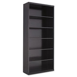 Metal Bookcase, Six-shelf, 34-1-2w X 13-1-2d X 78h, Black