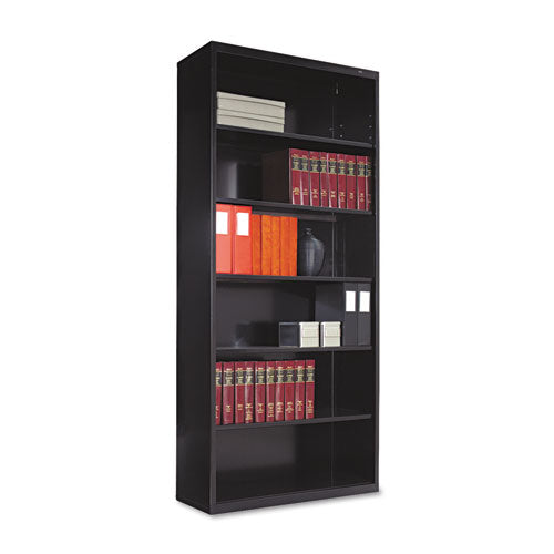 Metal Bookcase, Six-shelf, 34-1-2w X 13-1-2d X 78h, Black