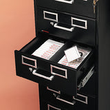 Eight-drawer File Cabinet For 3 X 5 And 4 X 6 Cards, 15w X 28.5d X 52h, Black