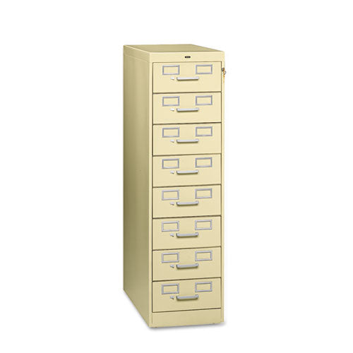 Eight-drawer File Cabinet For 3 X 5 And 4 X 6 Card, 15w X 28.5d X 52h, Putty