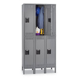 Double Tier Locker With Legs, Single Stack, 12w X 18d X 78h, Medium Gray