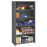 Closed Commercial Steel Shelving, Five-shelf, 36w X 18d X 75h, Medium Gray