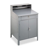 Steel Cabinet Shop Desk, 34.5w X 29d X 53h, Medium Gray
