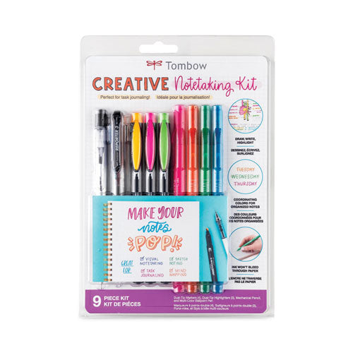 Creative Notetaking Kit, 0.7mm Ballpoint Pen, 0.5mm Hb Pencil, (4) Bullet-chisel Tip Markers,(3) Chisel-fine Tip Highlighters