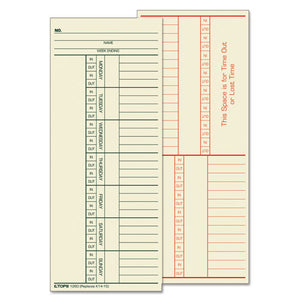 Time Card For Cincinnati, Named Days, Two-sided, 3 3-8 X 8 1-4, 500-box