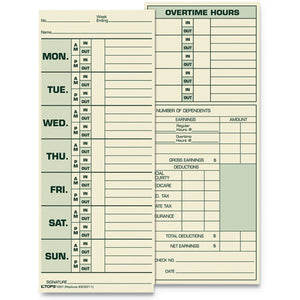 Time Card For Pyramid Model 331-10, Weekly, Two-sided, 3 1-2 X 8 1-2, 500-box