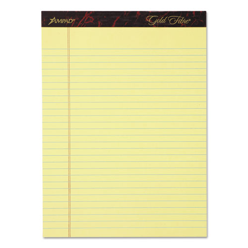 Gold Fibre Writing Pads, Wide-legal Rule, 8.5 X 11.75, Canary, 50 Sheets, 4-pack