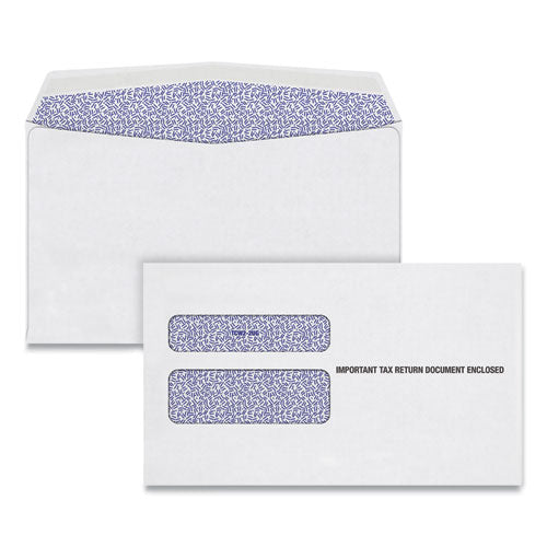 W-2 Laser Double Window Envelope, Commercial Flap, Gummed Closure, 5.63 X 9, White, 24-pack
