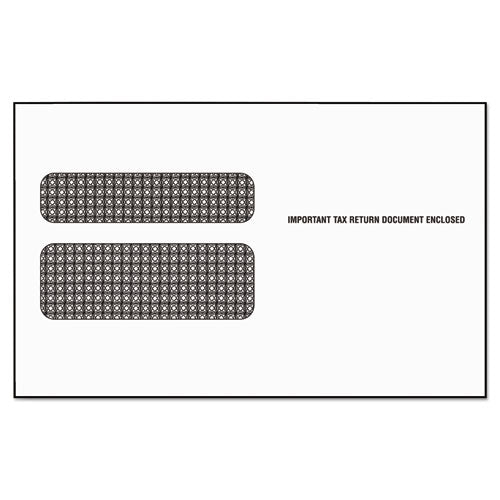 W-2 Laser Double Window Envelope, Commercial Flap, Gummed Closure, 5.63 X 9, White, 50-pack