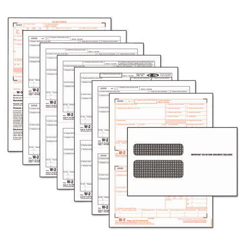W-2 Tax Form-envelope Kits, 8 1-2 X 5 1-2, 6-part, Inkjet-laser, 24 W-2s And 1 W-3