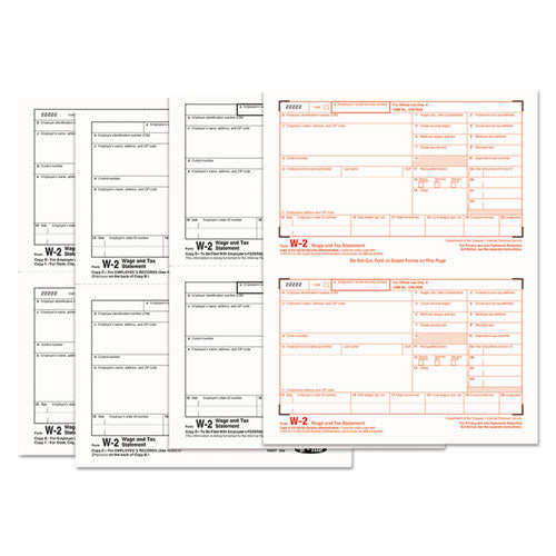 W-2 Tax Forms, 4-part, 5 1-2 X 8 1-2, Inkjet-laser, 50 W-2s And 1 W-3