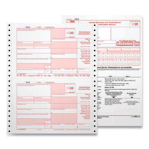 4-part 1099-nec Continuous Tax Forms, 8.5 X 11, 24-pack