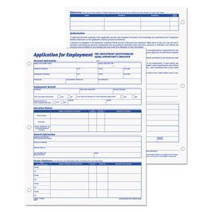 Employee Application Form, 8 3-8 X 11, 50-pad, 2-pack