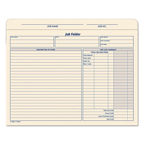 Job Folder, Straight Tab, Letter Size, Manila, 20-pack