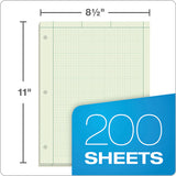 Engineering Computation Pads, 5 Sq-in Quadrille Rule, 8.5 X 11, Green Tint, 200 Sheets