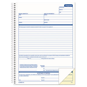 Spiralbound Proposal Form Book, 8 1-2 X 11, Two-part Carbonless, 50 Sets-book