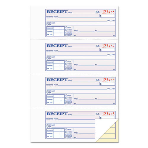 Money And Rent Receipt Books, 2-3-4 X 7 1-8, Two-part Carbonless, 200 Sets-book