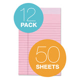 Prism + Writing Pads, Narrow Rule, 5 X 8, Pastel Pink, 50 Sheets, 12-pack