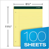 Double Docket Ruled Pads, Wide-legal Rule, 8.5 X 11.75, Canary, 100 Sheets, 6-pack