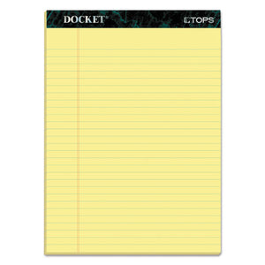 Docket Ruled Perforated Pads, Wide-legal Rule, 8.5 X 11.75, Canary, 50 Sheets, 12-pack