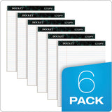 Docket Ruled Perforated Pads, Wide-legal Rule, 8.5 X 11.75, White, 50 Sheets, 6-pack