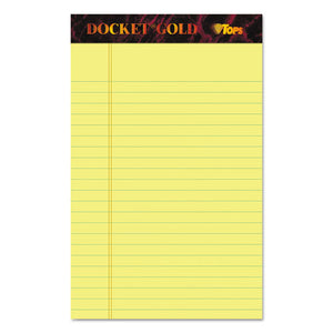 Docket Gold Ruled Perforated Pads, Narrow Rule, 5 X 8, Canary, 50 Sheets, 12-pack