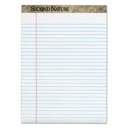 Second Nature Recycled Pads, Wide-legal Rule, 8.5 X 11.75, White, 50 Sheets, Dozen