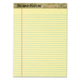 Second Nature Recycled Pads, Wide-legal Rule, 8.5 X 11.75, Canary, 50 Sheets, Dozen