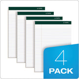 Double Docket Ruled Pads, Narrow Rule, 8.5 X 11.75, White, 100 Sheets, 4-pack