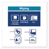 Industrial Paper Wiper, 4-ply, 11 X 15.75, Blue, 375 Wipes-roll, 2 Roll-carton