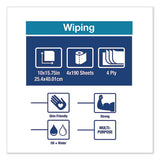Industrial Paper Wiper, 4-ply, 10 X 15.75, Blue, 190 Wipes-roll, 4 Roll-carton