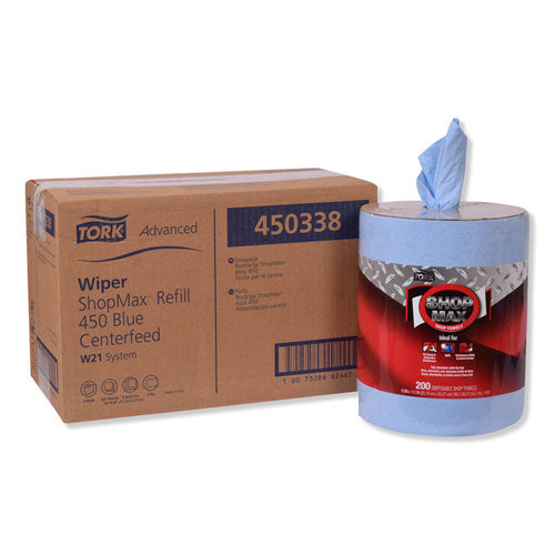 Advanced Shopmax Wiper 450, Centerfeed Refill, 9.9x13.1, Blue, 200-roll, 2 Rolls-carton
