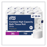 Coreless High Capacity Bath Tissue, 2-ply, White, 750 Sheets-roll, White, 36-carton