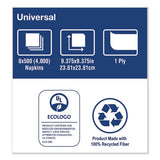 Universal Beverage Napkin, 1-ply,9.125x9.125, 1-4 Fold,poly-pack,white, 4000-ct