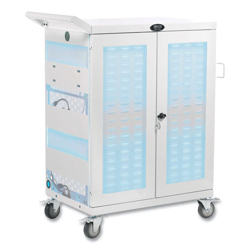 Uv Sterilization And Charging Cart, For 32 Devices, 34.8 X 21.6 X 42.3, White
