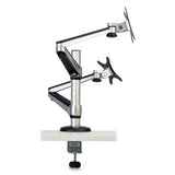 Dual Monitor Mount For 13" To 27" Monitors, 360 Deg Rotation, +80 Deg--90 Deg Tilt, 180 Deg Pan, Black-silver, Supports 22 Lb